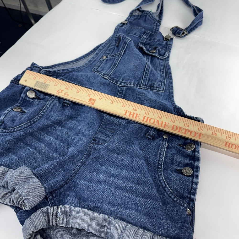 Women's l.e.i. Short Bib Denim Overalls sz Small *Cuffed* Shortalls - Picture 7 of 9